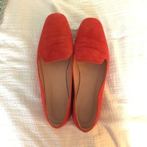 J crew reddish-orange suede flats
